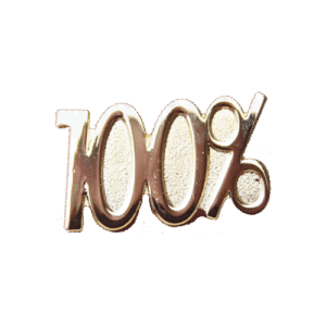 E102 Gold 100% badge (pack of 5)