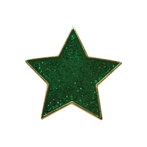 E565 Green glitter star enamel badge (Pack of 5)